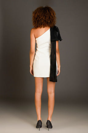 ENDLESS ROSE - One Shoulder Bow Tie Mini Dress - DRESSES available at Objectrare