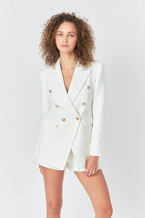 ENDLESS ROSE - Gold Buttoned Tweed Blazer - JACKETS available at Objectrare