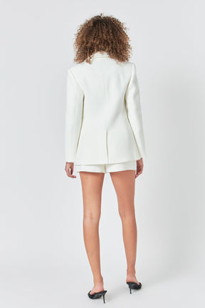 ENDLESS ROSE - Gold Buttoned Tweed Blazer - JACKETS available at Objectrare