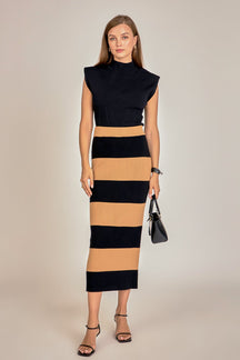 ENGLISH FACTORY - English Factory - Striped Knit Midi Skirt - SKIRTS available at Objectrare