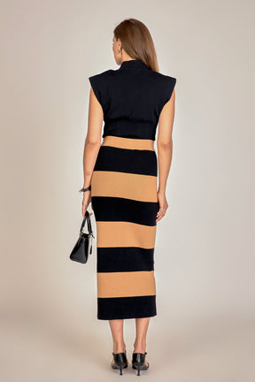 ENGLISH FACTORY - English Factory - Striped Knit Midi Skirt - SKIRTS available at Objectrare