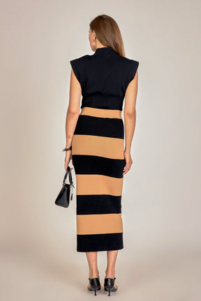 ENGLISH FACTORY - Striped Knit Midi Skirt - SKIRTS available at Objectrare