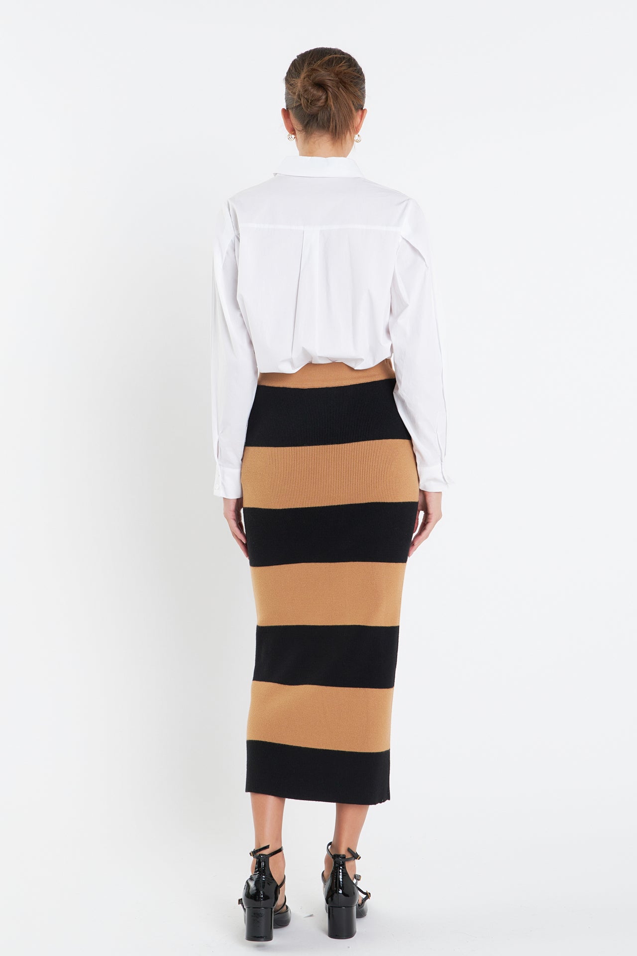 ENGLISH FACTORY - Striped Knit Midi Skirt - SKIRTS available at Objectrare