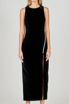 ENDLESS ROSE - Jewel Trim Velvet Maxi Dress - DRESSES available at Objectrare