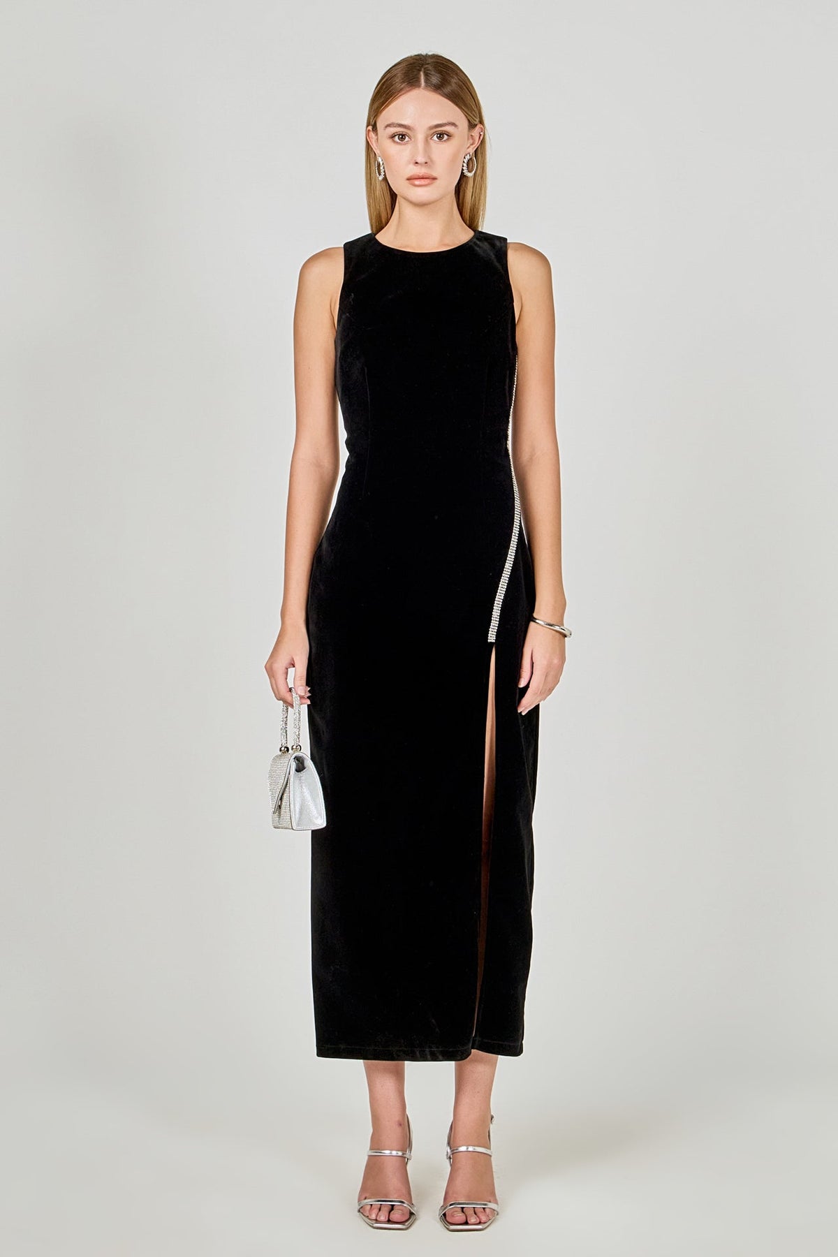 ENDLESS ROSE - Jewel Trim Velvet Maxi Dress - DRESSES available at Objectrare