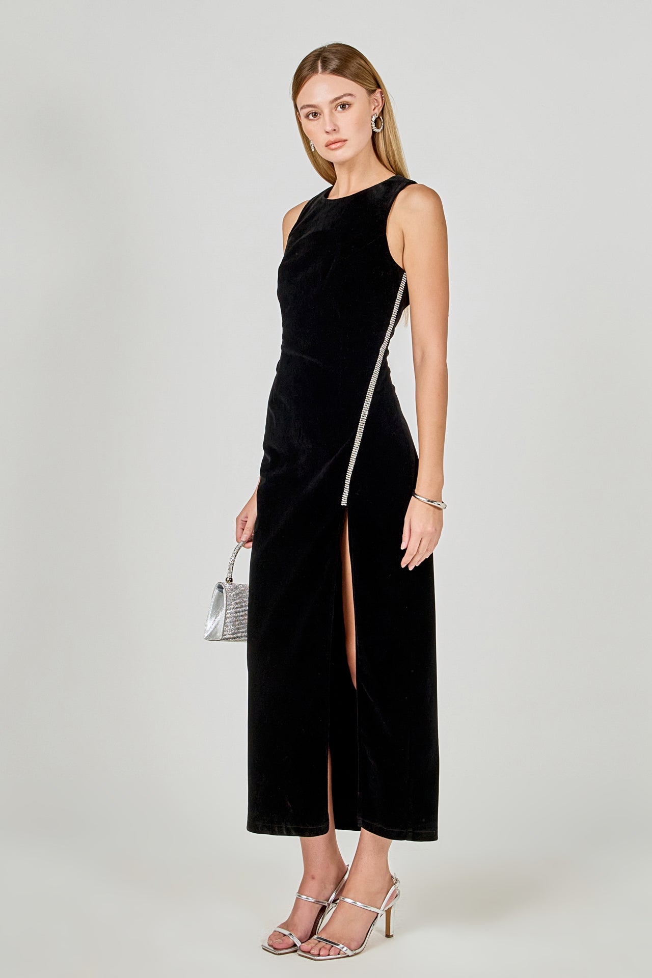 ENDLESS ROSE - Jewel Trim Velvet Maxi Dress - DRESSES available at Objectrare