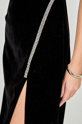 ENDLESS ROSE - Jewel Trim Velvet Maxi Dress - DRESSES available at Objectrare