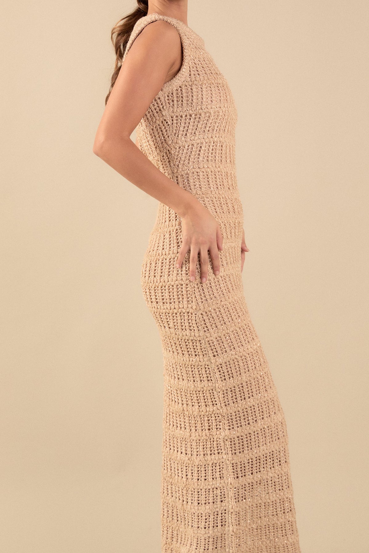 ENDLESS ROSE - Gigi Sequin Knit Sleeveless Maxi Dress - DRESSES available at Objectrare