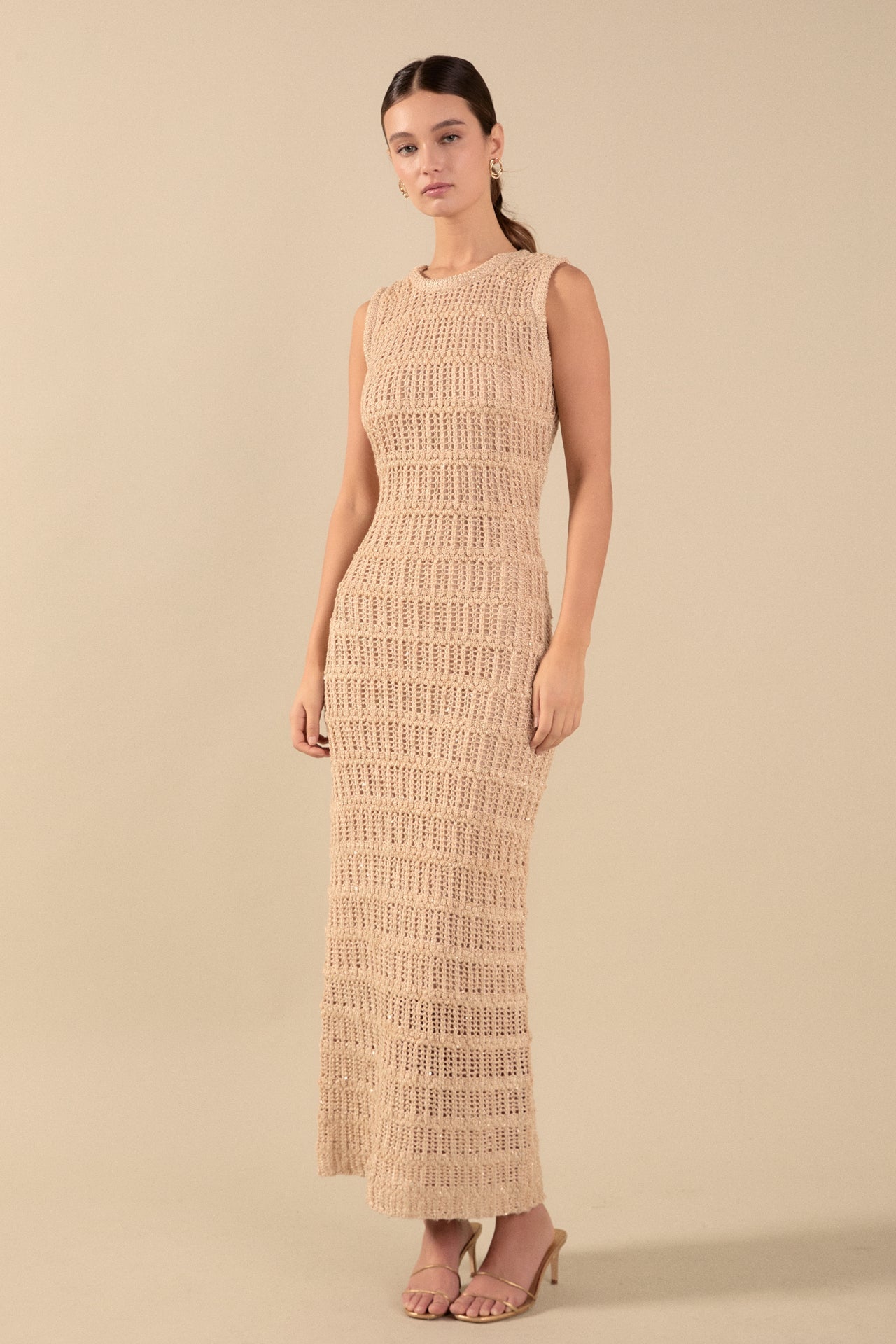 ENDLESS ROSE - Gigi Sequin Knit Sleeveless Maxi Dress - DRESSES available at Objectrare