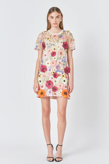 ENDLESS ROSE - Floral Applique Mini Dress - DRESSES available at Objectrare