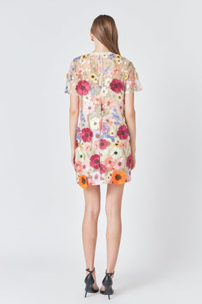 ENDLESS ROSE - Endless Rose - Floral Applique Mini Dress - DRESSES available at Objectrare