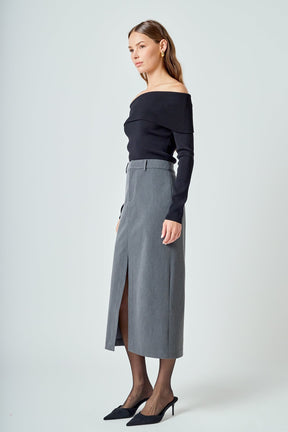 ENDLESS ROSE - Front Slit Maxi Skirt - SKIRTS available at Objectrare