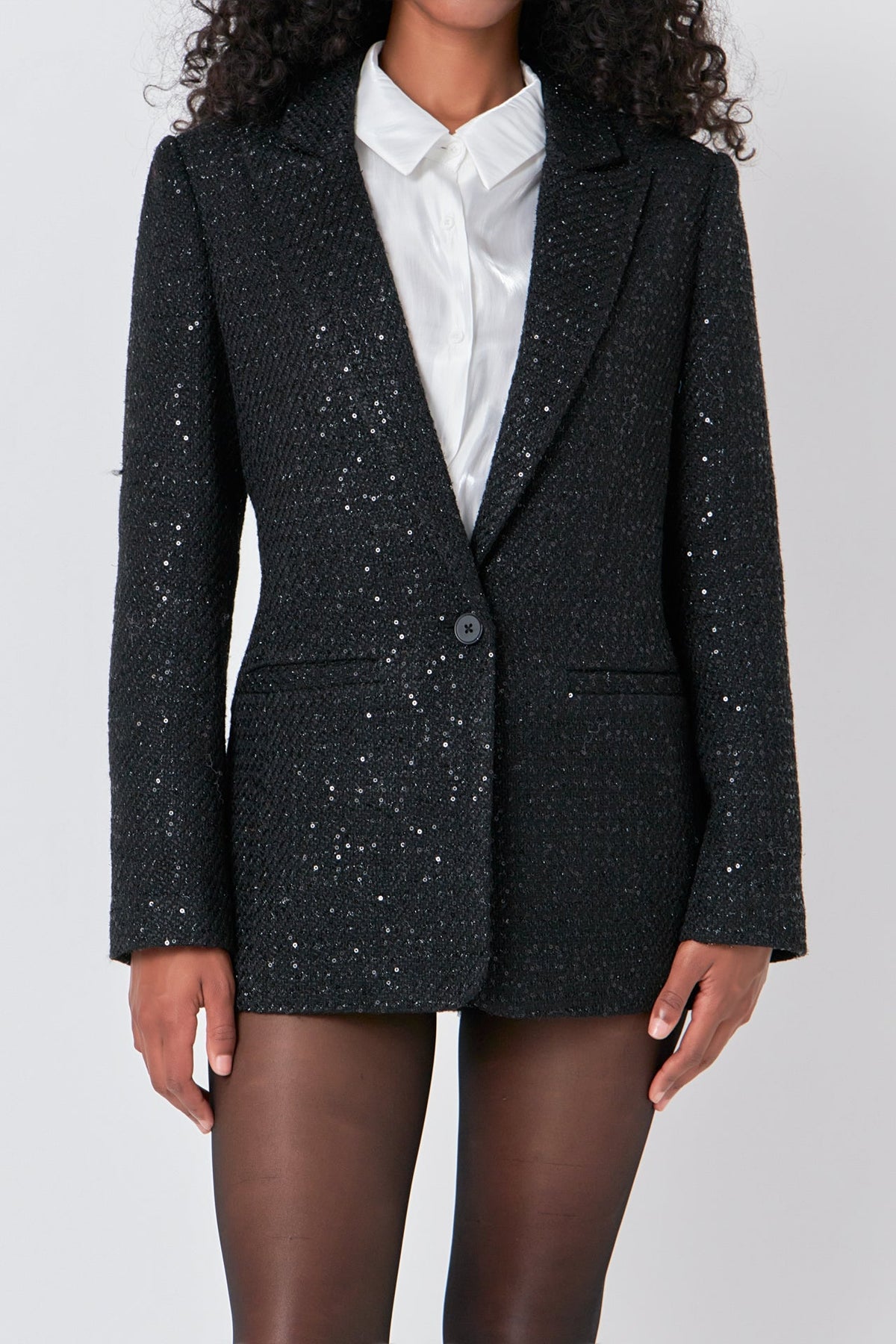 ENDLESS ROSE - Tweed Sequins Blazer - BLAZERS available at Objectrare