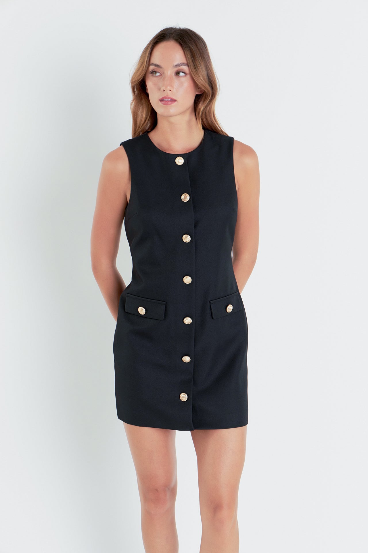 ENDLESS ROSE - Classic Buttoned Mini Dress - DRESSES available at Objectrare