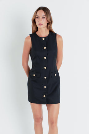 ENDLESS ROSE - Classic Buttoned Mini Dress - DRESSES available at Objectrare