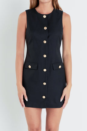 ENDLESS ROSE - Classic Buttoned Mini Dress - DRESSES available at Objectrare