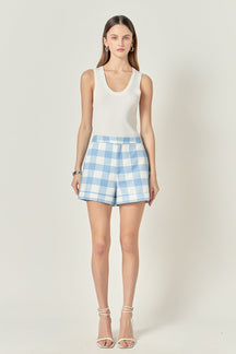 ENGLISH FACTORY - Tailored Gingham Shorts - SHORTS available at Objectrare