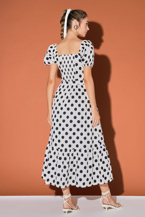 ENGLISH FACTORY - Polka Dot Puff Sleeve Maxi Dress - DRESSES available at Objectrare