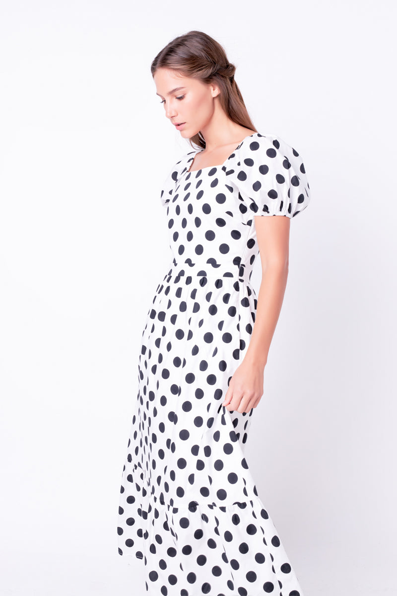 ENGLISH FACTORY - Polka Dot Puff Sleeve Maxi Dress - DRESSES available at Objectrare