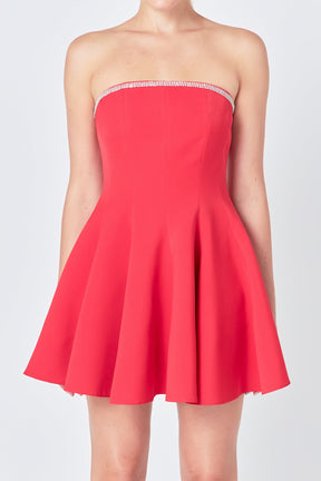 ENDLESS ROSE - Jewel Trim Flounced Mini Dress - DRESSES available at Objectrare