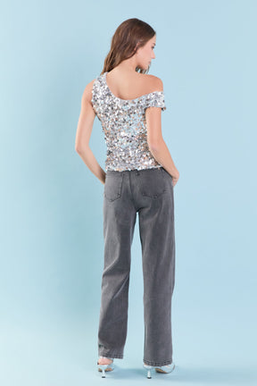 ENDLESS ROSE - Multi Sequins Sleeveless Top - TOPS available at Objectrare