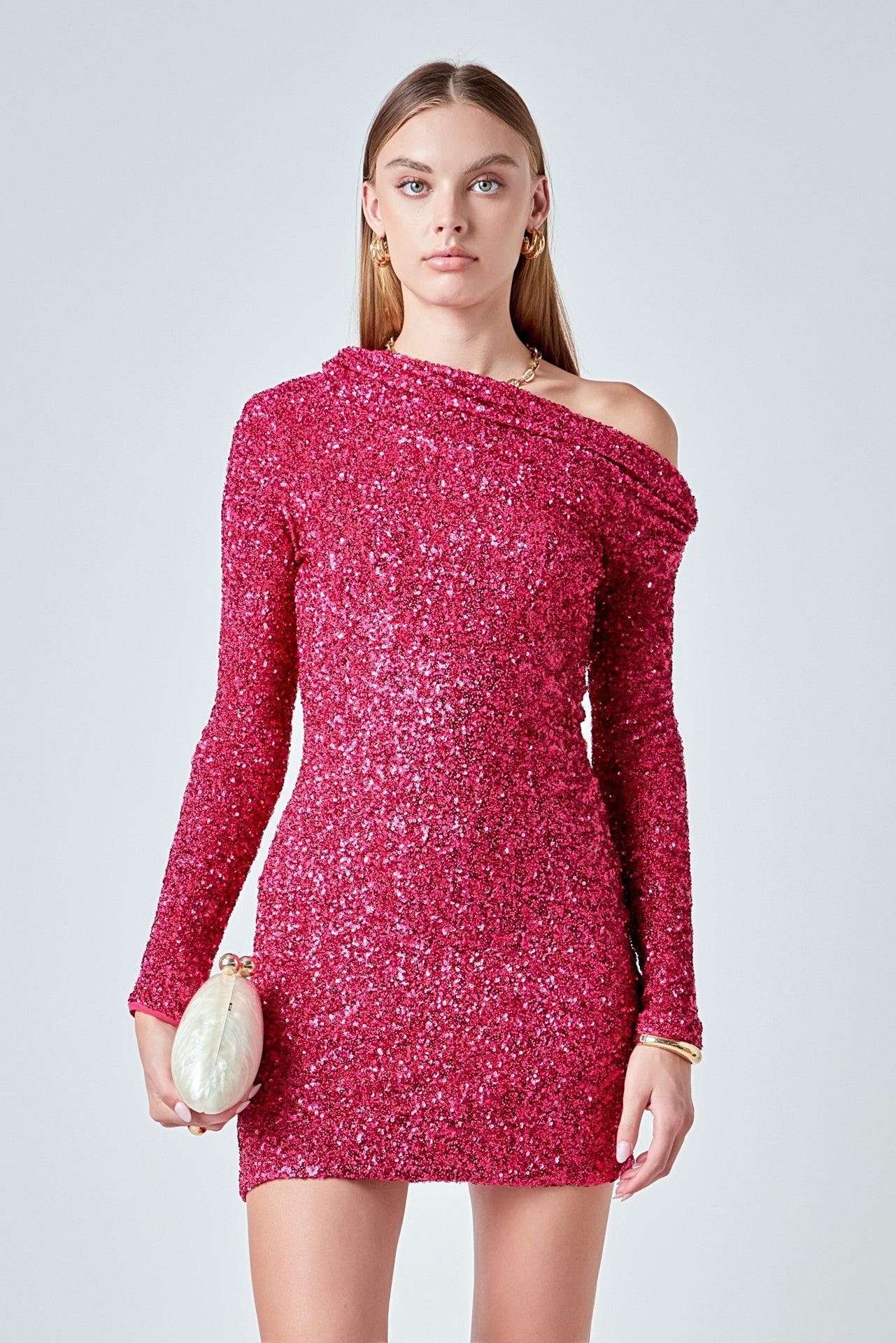 ENDLESS ROSE - One Shoulder Sequins Dress - DRESSES available at Objectrare