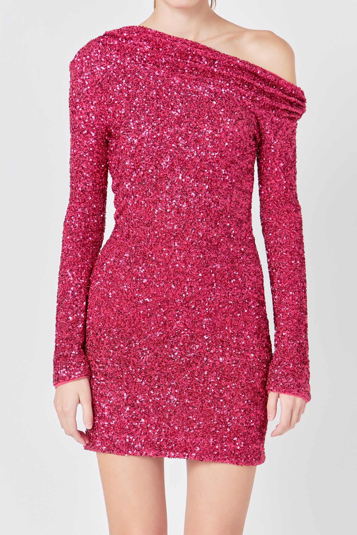 ENDLESS ROSE - One Shoulder Sequins Dress - DRESSES available at Objectrare