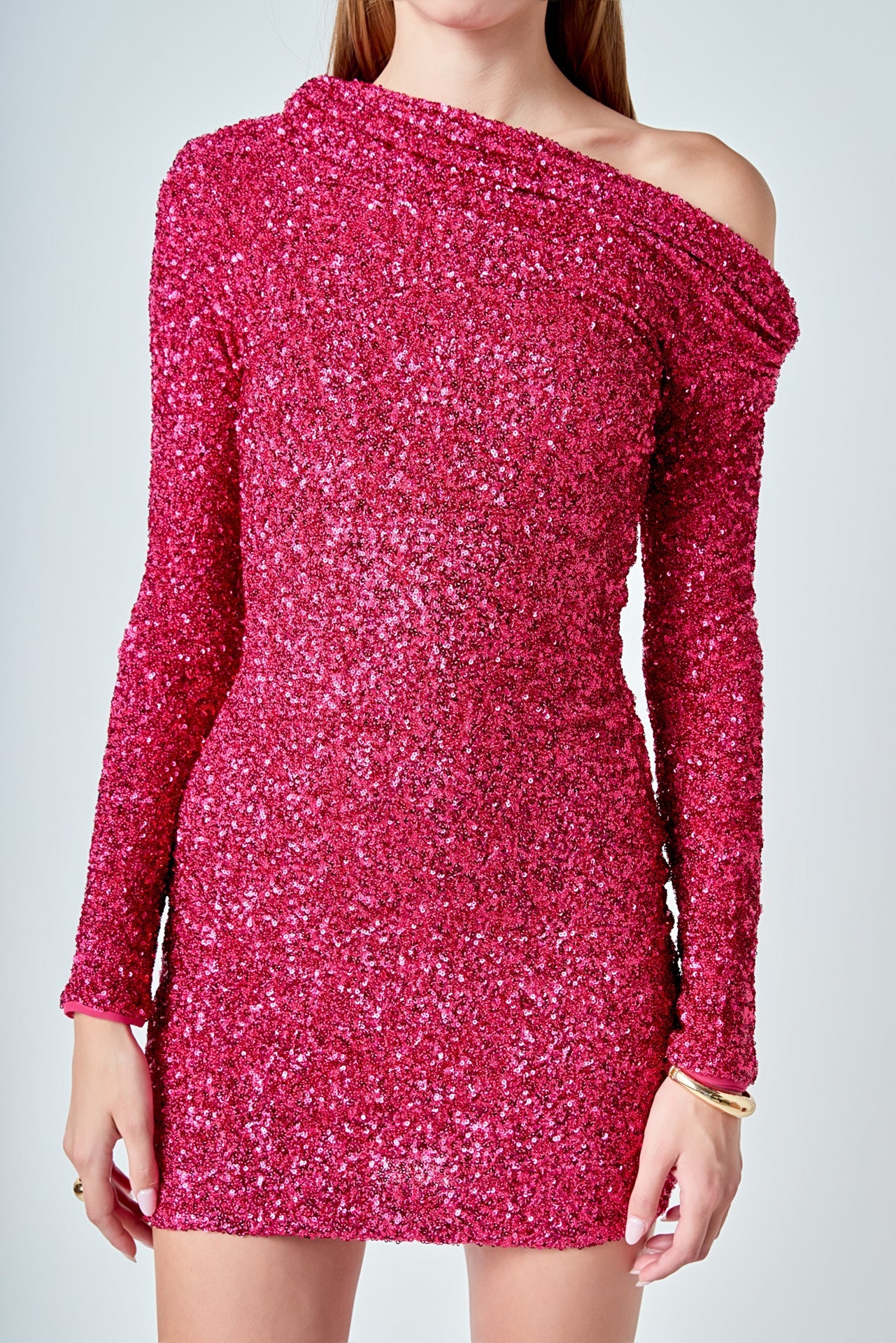 ENDLESS ROSE - One Shoulder Sequins Dress - DRESSES available at Objectrare
