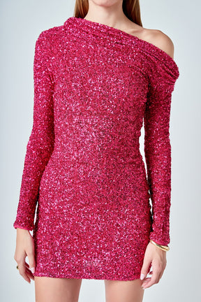 ENDLESS ROSE - One Shoulder Sequins Dress - DRESSES available at Objectrare