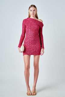 ENDLESS ROSE - One Shoulder Sequins Dress - DRESSES available at Objectrare