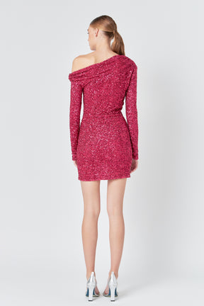 ENDLESS ROSE - One Shoulder Sequins Dress - DRESSES available at Objectrare