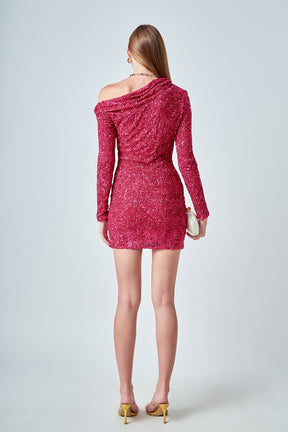 ENDLESS ROSE - One Shoulder Sequins Dress - DRESSES available at Objectrare