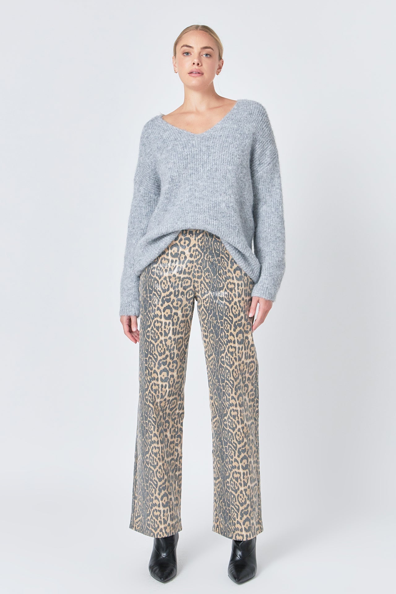 ENDLESS ROSE - Endless Rose - Leopard Wide Leg Denim - PANTS available at Objectrare