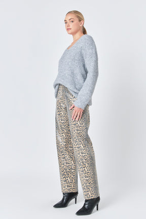 ENDLESS ROSE - Endless Rose - Leopard Wide Leg Denim - PANTS available at Objectrare