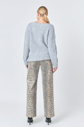 ENDLESS ROSE - Leopard Wide Leg Denim - PANTS available at Objectrare