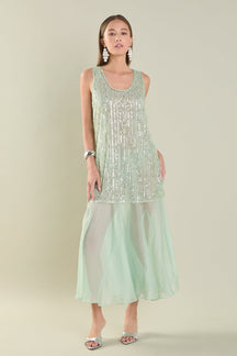 ENDLESS ROSE - Endless Rose - Sequins Overlay Chiffon Maxi Dress - DRESSES available at Objectrare