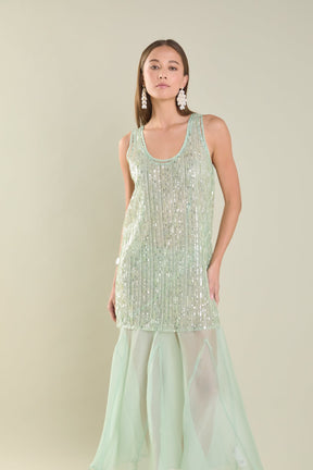 Endless Rose - Sequins Overlay Chiffon Maxi Dress