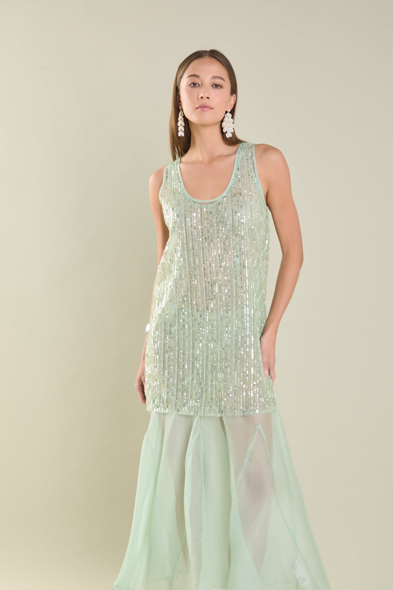 ENDLESS ROSE - Endless Rose - Sequins Overlay Chiffon Maxi Dress - DRESSES available at Objectrare