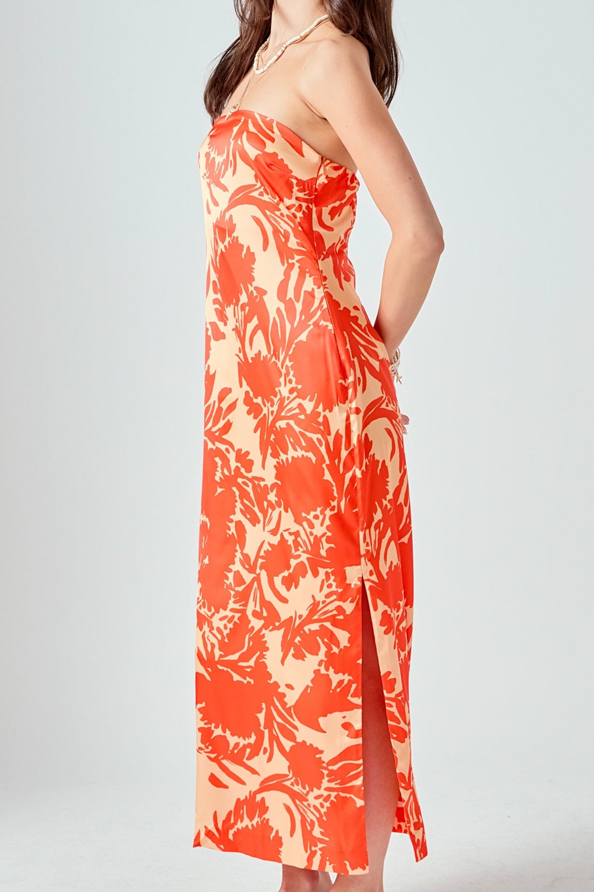 ENDLESS ROSE - Strapless Print Maxi Dress - DRESSES available at Objectrare