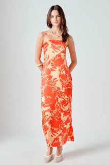 ENDLESS ROSE - Strapless Print Maxi Dress - DRESSES available at Objectrare