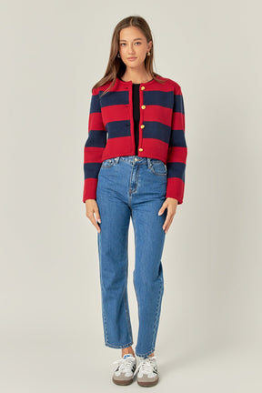 ENGLISH FACTORY - Striped Knit Cardigan - SWEATERS & KNITS available at Objectrare