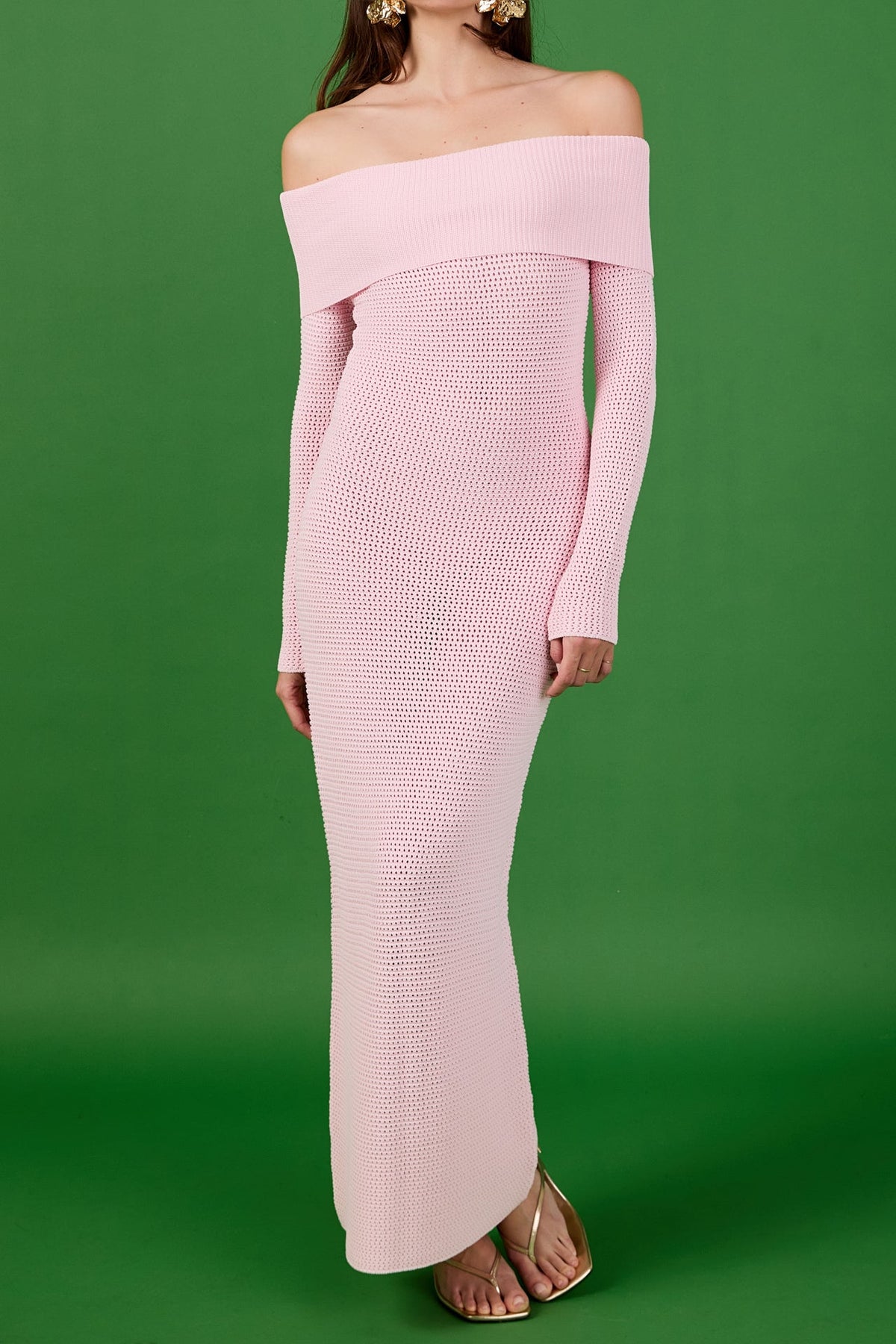 ENDLESS ROSE - Off Shoulder Long Sleeve Midi Dress - DRESSES available at Objectrare