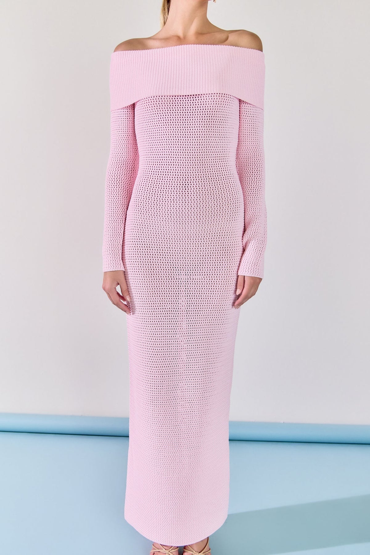 ENDLESS ROSE - Off-the-Shoulder Long Sleeve Midi Dress - DRESSES available at Objectrare