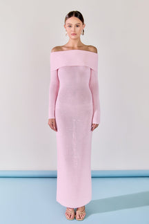 ENDLESS ROSE - Off-the-Shoulder Long Sleeve Midi Dress - DRESSES available at Objectrare
