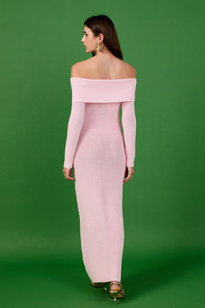 ENDLESS ROSE - Off-the-Shoulder Long Sleeve Midi Dress - DRESSES available at Objectrare