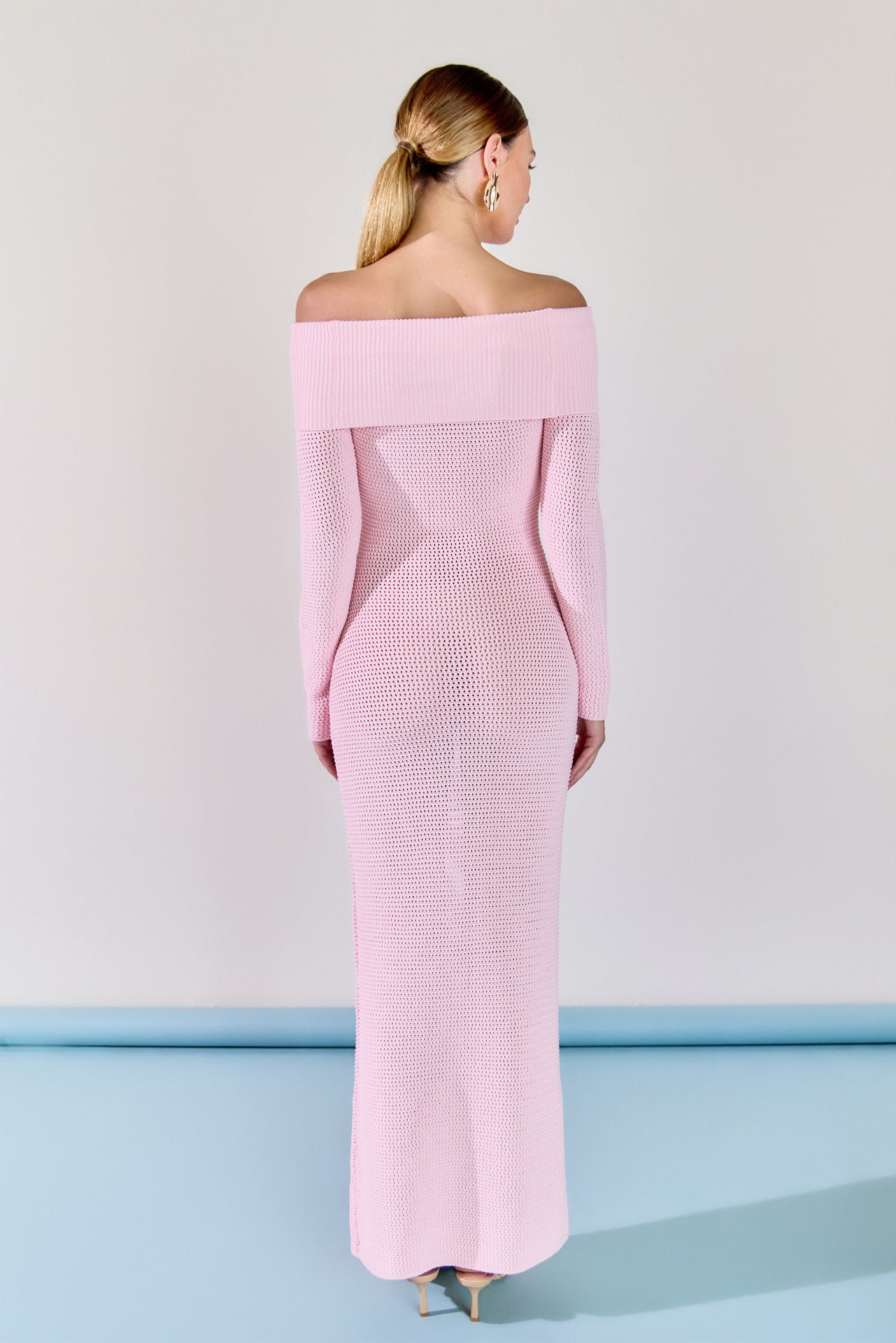 ENDLESS ROSE - Off-the-Shoulder Long Sleeve Midi Dress - DRESSES available at Objectrare