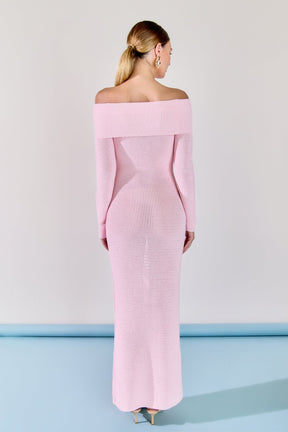 ENDLESS ROSE - Off-the-Shoulder Long Sleeve Midi Dress - DRESSES available at Objectrare