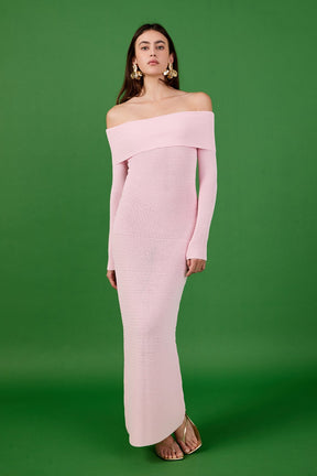 ENDLESS ROSE - Off Shoulder Long Sleeve Midi Dress - DRESSES available at Objectrare