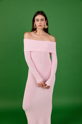 ENDLESS ROSE - Off-the-Shoulder Long Sleeve Midi Dress - DRESSES available at Objectrare