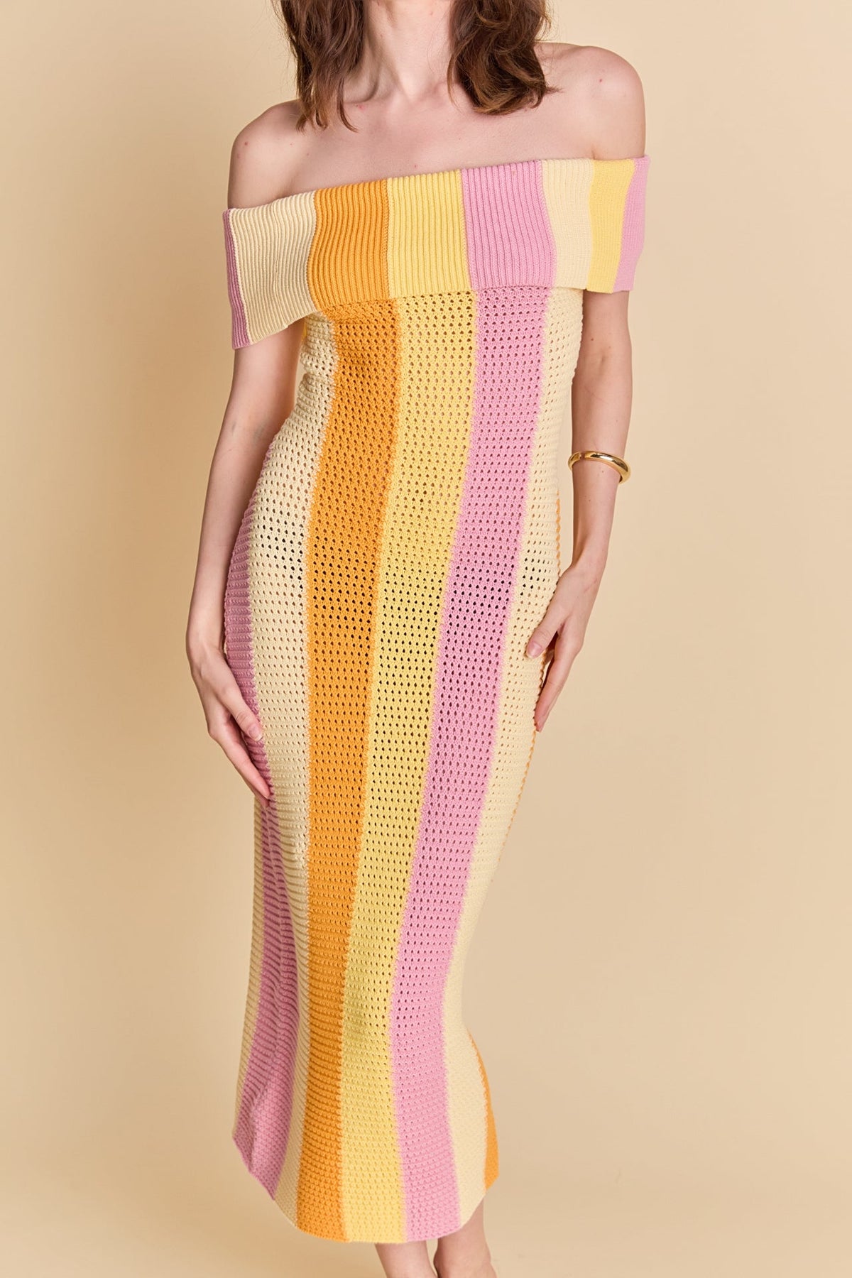 ENDLESS ROSE - Off Shoulder Sleeveless Midi Dress - DRESSES available at Objectrare